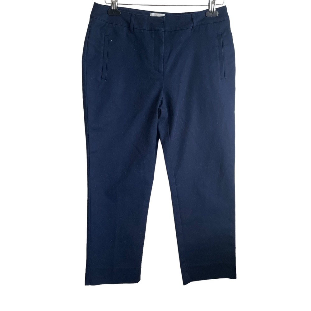 Chicos Women So Slimming Crop‎ Pants S Navy Ankle Stretch Pull On Career Office